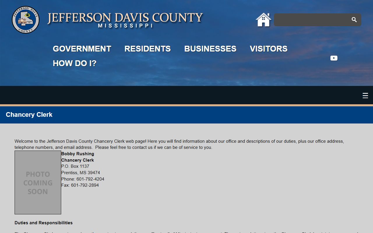 Jefferson Davis County Chancery Clerk court records office page