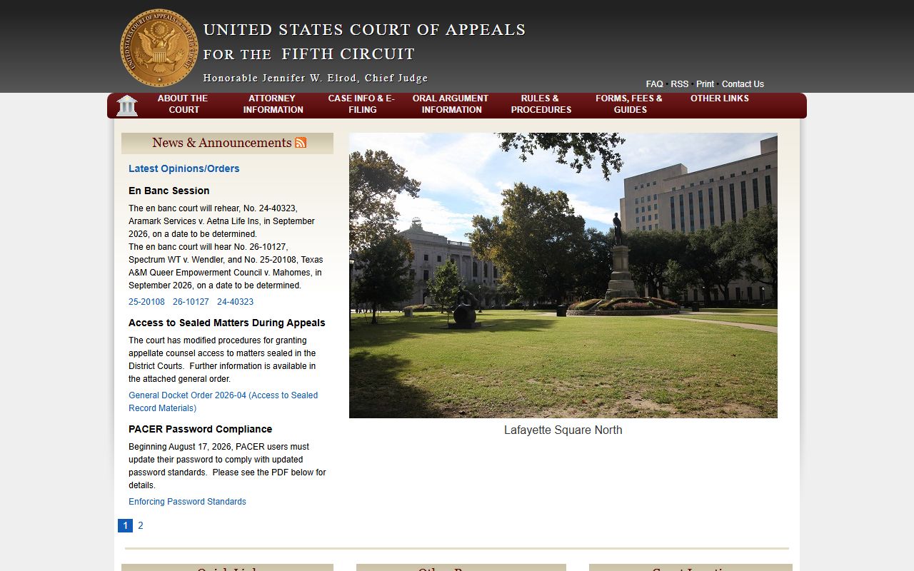 Fifth Circuit Court of Appeals docket context for Jefferson Davis County federal cases