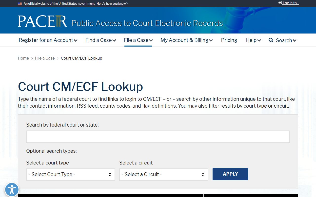 PACER court lookup used to find federal dockets tied to Jefferson Davis County
