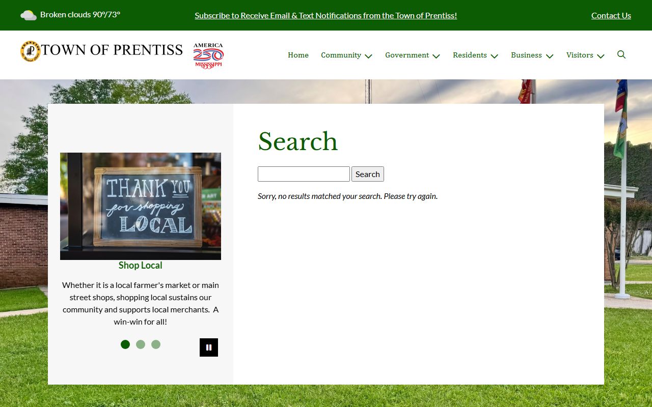 Town of Prentiss website search for Jefferson Davis County municipal court dockets