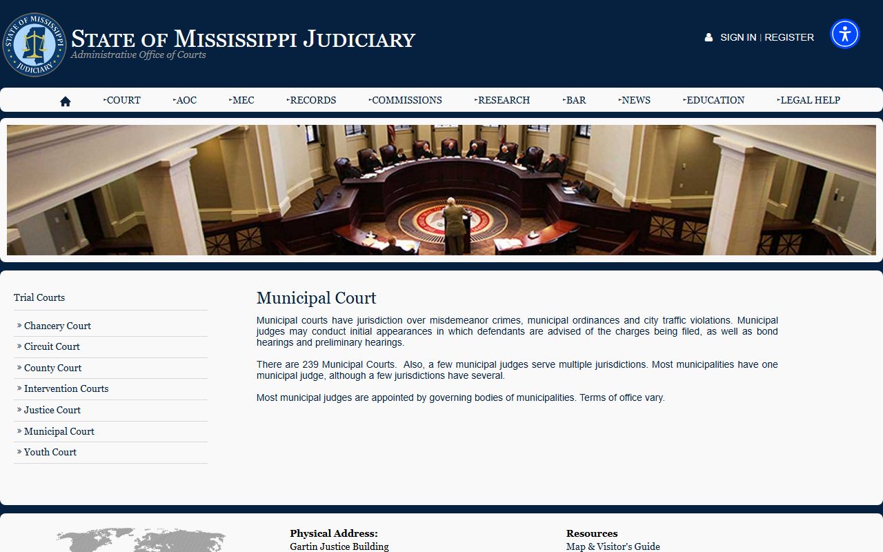 Municipal Court jurisdiction page for Jefferson Davis County city court records