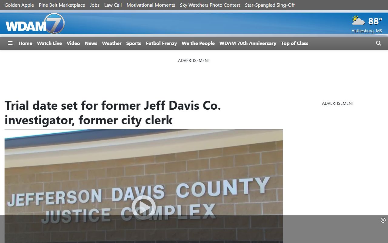 Jefferson Davis County criminal court records example showing indictment and trial-date news coverage