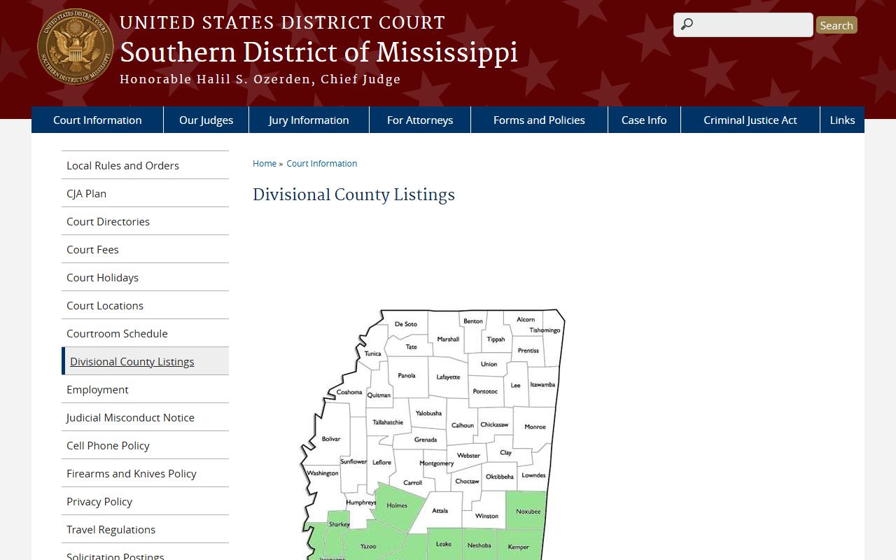 Jefferson Davis County federal divisional county listing for the Eastern Division